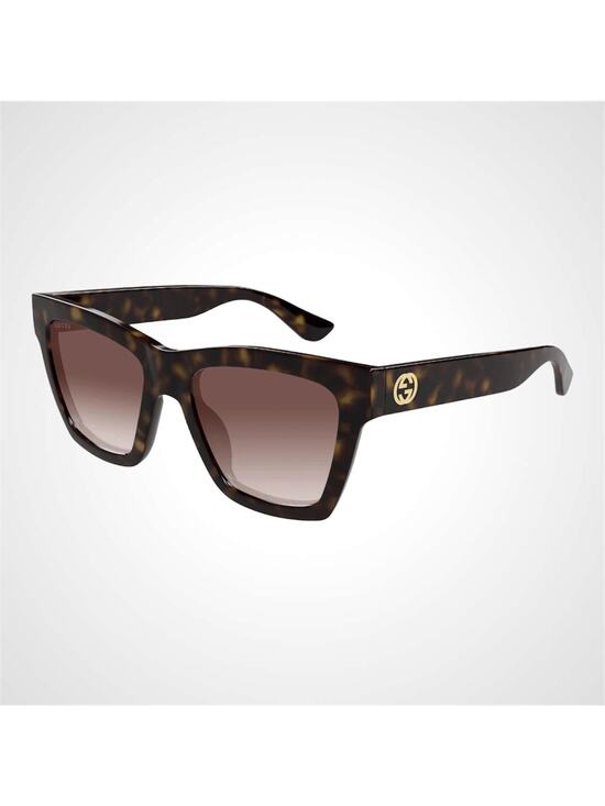 New GUCCI Sunglasses 54mm Square Brown Acetate Gold GG Logo Tortoise Shell main image 4